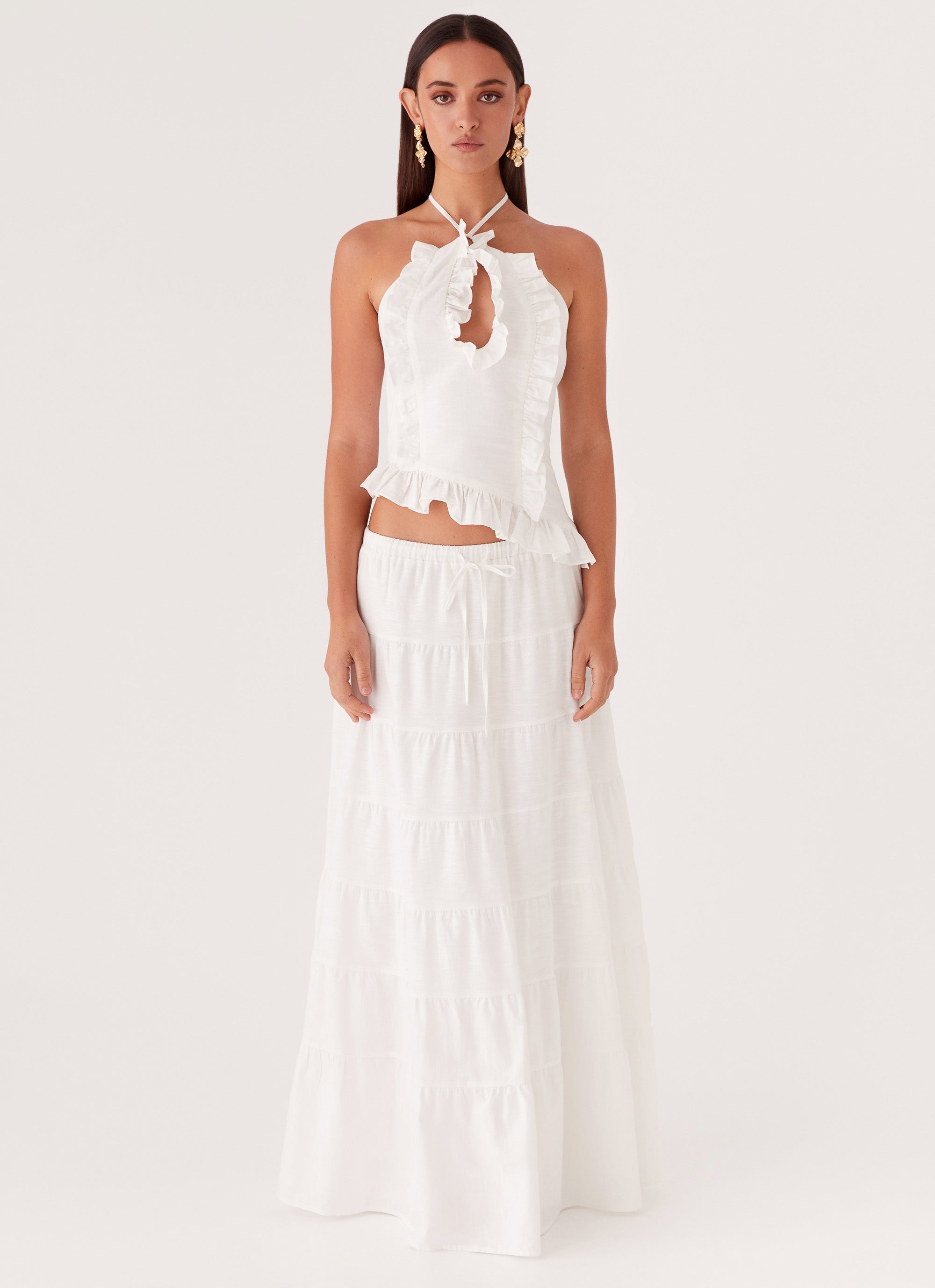 Mariella Linen Maxi Skirt - White